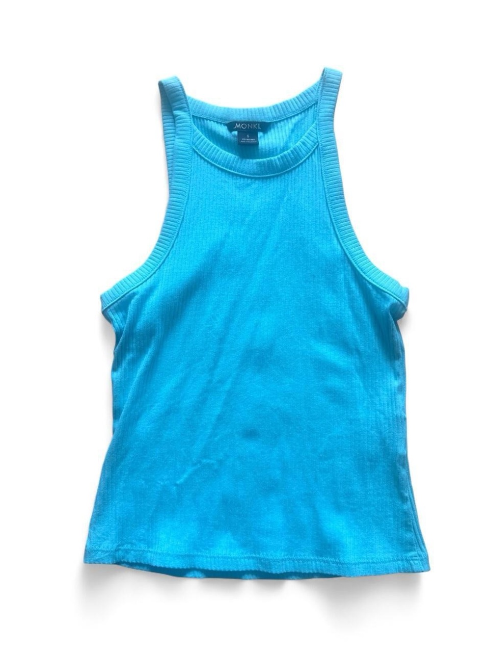 Monki Turquoise Ribbed High-Neck Tank